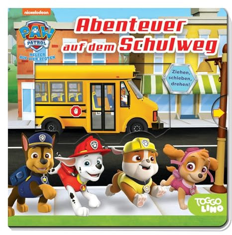 PAW Patrol: Abenteuer auf dem Schulweg: Pappbilderbuch mit Schiebern und Drehscheibe