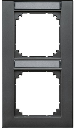 Merten 476214 M-Plan Frame for 2 Sockets Labels Upright Mounting Anthracite