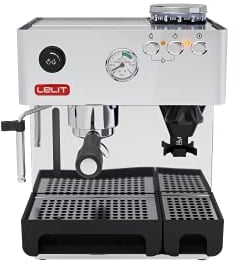 Lelit Anita Kaffeemaschine - Mit bewegelichem Milchaufschäumer und Mahlwerk - Silber
