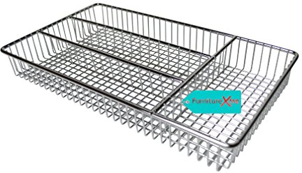 FurnitureXtra Deluxe Stainless Steel Chrome Small Cutlery Tray - L: 32cm x W: 18.5cm x H: 4cm