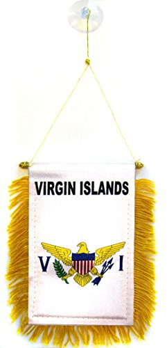 AZ FLAG - Wimpel Amerikanische Jungferninseln - 15x10 cm - Amerikanische Mini Flagge 10 x 15 Cm - Auto Pennant Spezielle Auto