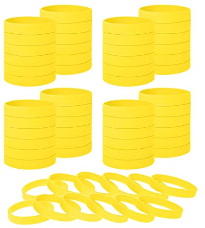 GOGO 60PCS Bracelets Silicone Sport Bracelets en Caoutchouc Taille Adulte Yellow