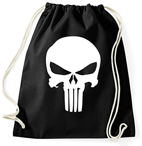 STYLETEX23 The Punisher Logo Turnbeutel Sportbeutel, schwarz