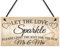 RED OCEAN Let The Love Sparkle Cute Hanging Wedding Day Decoration Plaque New Mr Mrs Sign