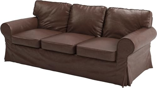 Custom Slipcover Ektorp Sofa-Bezug für 3-Sitzer von Ektorp New Brown Pu Leather