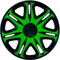 J-Tec Juego de 4 Tapacubos Nascar 15 Pulgadas Negro/Verde