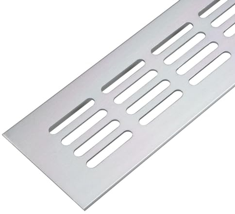 Gedotec Grille Aeration Rectangulaire | Bouche de Ventilation pour Mur, Porte de Salle de Bain, Cuisine, Maison, Salon, Bureau, Sauna | Aluminium Inoxydable Anodisé Argenté | 300x60mm | 1 Pièce
