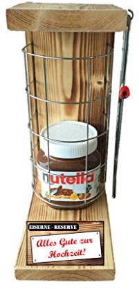 Hochzeitsgeschenk für Brautpaar - Hochzeit Geschenk - Nutella Glas - Eiserne Reserve Gitter incl. Säge - Geschenke Set für Männer Frauen - -r-: Alles Gute zur Hochzeit