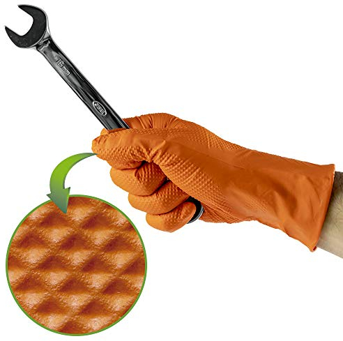 JBM Gants Orange Jetables En NITRILE T:L 7,0MIL (100 UDS.) - 53552