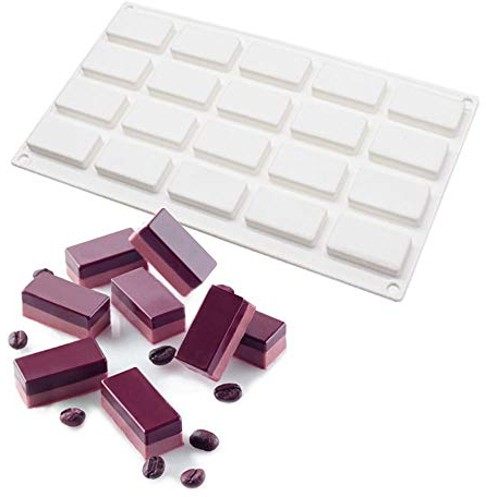 moldes silicona 3d, molde pastel 3d para postres pudín, 20 cavidades Forma de Rectángulos