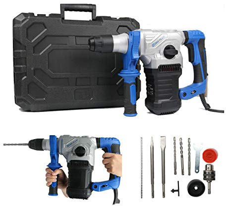 Bohrhammer 1500W Hammer und Bohrer 2 in 1 Elektro Bohrhammer 3 Funktion 360° Verstellbarer Zusatzhandgriff mit SDS Plus Aufnahme DIY Elektrowerkzeug