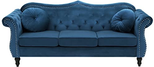 Beliani Stilvolles und Elegantes 3-Sitzer Sofa in Marineblau SKIEN