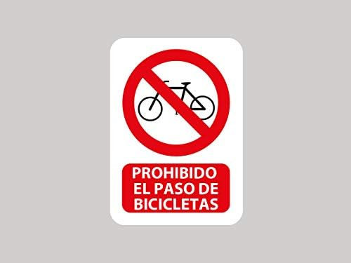 Confezione da 5 cartelli di divieto per il passaggio delle biciclette | Misura 14,85 x 21 cm | Segnaletica in PVC 3 mm | Durevole ed economico