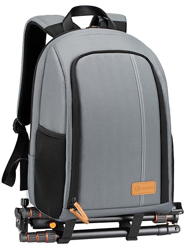 TARION TB-02 Sac a Dos Photo Ordinateur Sac Appareil Photo Compact pour Appareil Photo avec Laptop 15 Résistant aux Intempéries avec Housse de Pluie (gris)