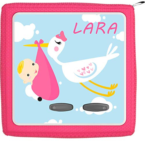 TheSmartGuard Folie passend für die Toniebox | Schutzfolie Sticker | individuell anpassbar | Storch trägt Baby mit Name personalisiert