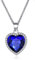 QEPOL Collier Titane Cœur de l'Océan - Petit Cœur Bleu en Cristal pour Femme - Cadeau Saint-Valentin et Fête des Mères (Bleu), Laiton, Zircon