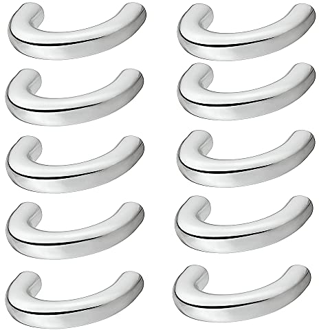 Gedotec Design Bogengriff 32 mm Möbelgriff Chrom poliert Schubladengriff Küche - H10139 | Schrankgriff gebogen | LEONIE | Bügelgriff aus Metall für Möbel & Kommoden | 10 Stk Küchengriff mit Schrauben