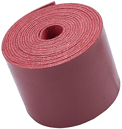 GORGECRAFT Lederriemen Streifen 50mm Breites Flachband DIY Lederband 78 Zoll (2m) Lang Für Die Herstellung von Taschenriemen Ledergürtel Möbelgriffe Rotwein