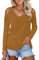 Beluring Ladies Cold Shoulder Tops V Neck T-Shirt Long Sleeved Shirts Brown Size 12 14