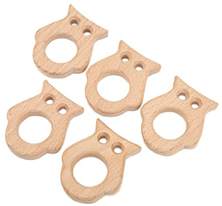 Shanrya Baby-Holz-Beißring, Holz-Beißring, niedliche Eule für Babyschleifer für DIY-Schmuck
