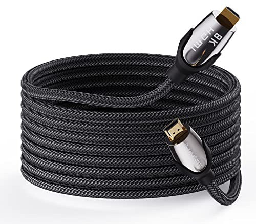 Cable HDMI 2.1 largo 8K de 50 pies, 48 Gbps, conector de cable de alta velocidad, compatible con 8K a 60Hz, 4K a 120Hz, eARC HDR10, HDCP 2.2/2.3 Dolby, VRR, compatible con Fire TV/Roku TV/PS5/Xbox