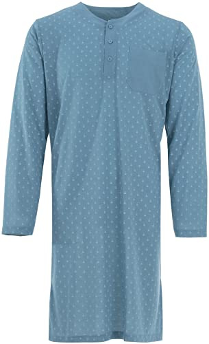 Herren Nachthemd 1/1 Arm Druck mit Brusttasche Langarm Schlafshirt