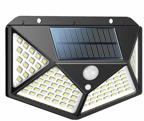 Rheme Led Solar Powered Motion Sensor Wall Light Waterproof Security Lamp for Outdoor Garden Pathway (100 LED)
