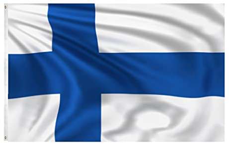 150x90cm Finnland Flagge, Finnland Fahne mit 2 Metallösen für den Innen- und Außenbereich, Finnisch Nationalflagge in leuchtenden Farben, dekoriert bei Sportveranstaltungen, Partys, Paraden
