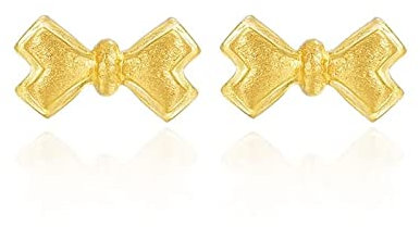 KnSam Damen Goldschmuck Ohrstecker Frauen 750 Gelbgold, Ohrringe Boho Bowknot Ohrschmuck