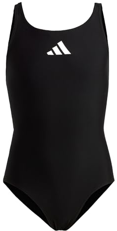 adidas Solid Small Logo Swimsuit, Costume da Bagno Bambine e ragazze, Black / White, 7-8 anni