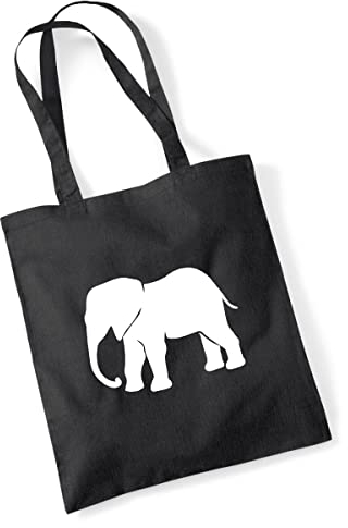 Huuraa Jutebeutel Elefant Silhouette Geschenk 10 Liter Black Baumwolle Elefant Präsent
