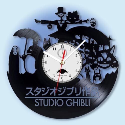Viiluuxr Led Vinyl Schallplatte Wanduhren Japanische Anime Geschenke Wand Nachtlicht Wanduhr Zimmerdekorationen 7 Farben Leuchtendes Ambiente Wanduhr.