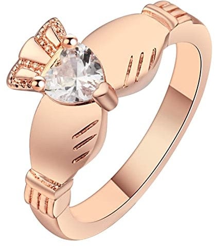 Whoiy Ring Schmuck Krone, Ringe Frauen Modeschmuck Rose Eheringe Claddagh 52 (16.6) Verlobungsring für Frauen