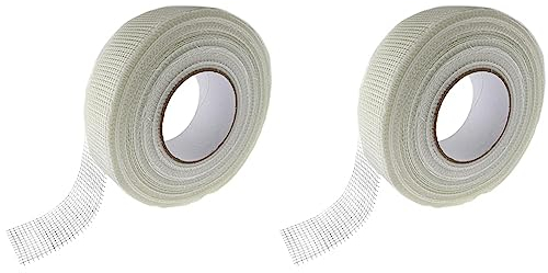 SeKi Gitterband 48mm x 90 Meter selbstklebend, Glasfaser-Gewebeband; Fugenband für Risse und Löcher; Armierungsgewebe, Bewehrungsband für Trockenbau Fugen, Weiß (Packung mit 2)