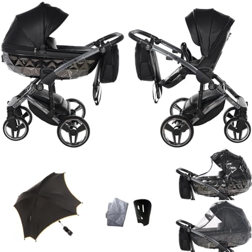 Original Junama Diamond Hand Craft Modulare Systeme Kombikinderwagen 2in1 3in1 4in1 + Original Zubehör Exclusive Prams (2in1, 04 black)