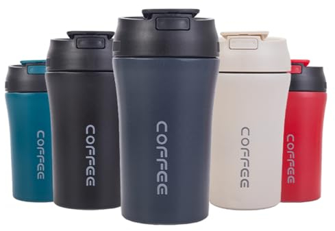 ZMHQLPDZ Taza de café aislada de 14 onzas de acero inoxidable al vacío, taza de café a prueba de fugas con tapa de rosca, vaso de café de doble pared, taza térmica reutilizable para bebidas
