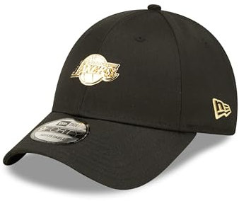 New Era 9Forty verstellbare Fankappe Los Angeles Lakers NBA Pin Metallic Schwarz Gold gebogener Schirm Strapback - One-Size
