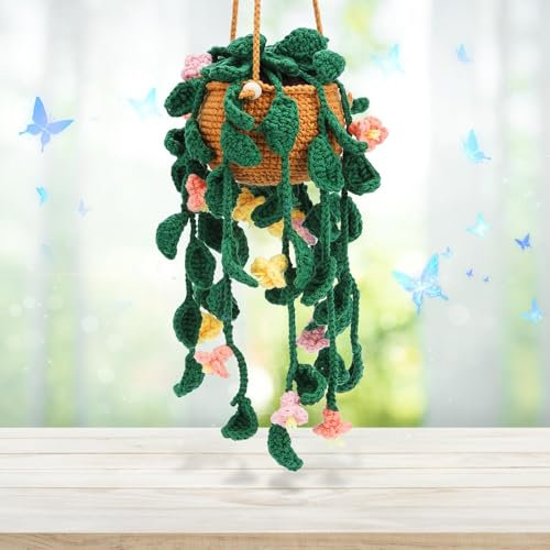 Nitlak Crochet Kit for Beginners, Hanging Potted Plants Crochet Kit, Crochet Starter Kit with Step-by-Step Video, Yarn, Crochet Hooks, Home Decoration, Holiday, Birthday Present (Multicolor)