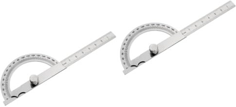 OSALADI 2pcs Rotating Angle Ruler Goniometer Protractor Ruler Protractor 0-180° Degree Stainless Steel Measuring Ruler