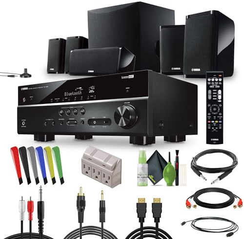 Yamaha Audio YHT-4950U 4K Ultra HD 5.1-Channel Home Theater System with 8 50W RMS Powered Subwoofer Speakers, True Surround Sound, AV Receiver and Bluetooth Music Streaming Bundle with Accessories