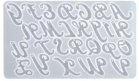 One Piece Silicone Alphabet Resin Molds Floral 26 English Letter Silicone Molds Crystal Jewelry Casting Mould with Small Keyring Moulds for Phone Grips, Ornaments