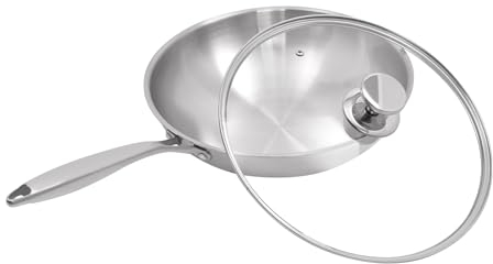 Mermajestic 32 x 9,2 cm (diametro x altezza), padella a induzione, 32 cm, con coperchio, in acciaio inox e titanio, con rivestimento in ceramica di alta qualità, adatta a tutti i piani cottura,