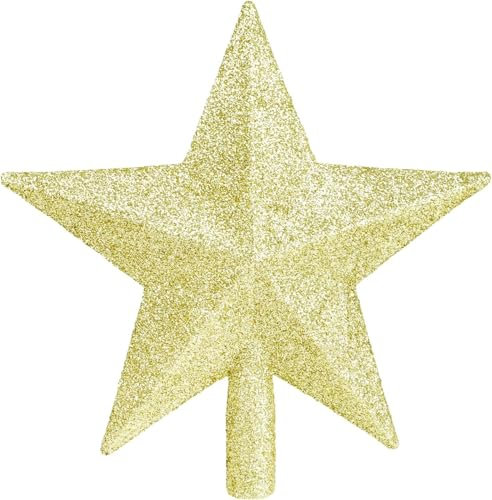 DERAYEE Glitzernde Weihnachtsbaumspitze,Stern Weihnachtsbaumschmuck Baumspitze Weihnachten für Weihnachtsbaum,Weihnachtsbaum deko (Gold)