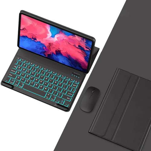 VLEAQC Negro, Funda de Teclado para Xiaomi Redmi Pad Pro de 12,1 Pulgadas, Teclado Bluetooth retroiluminado Ligero Desmontable de 7 Colores con ratón, Funda Protectora Delgada con Soporte