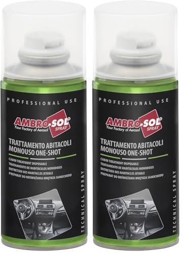 Ambro-Sol A467 Igienizzante Abitacoli Monouso One-Shot, Neutralizza gli Odori Sgradevoli da Sedili, Rinfresca l’Ambiente, Bomboletta Spray 150 ml (Confezione da 2)
