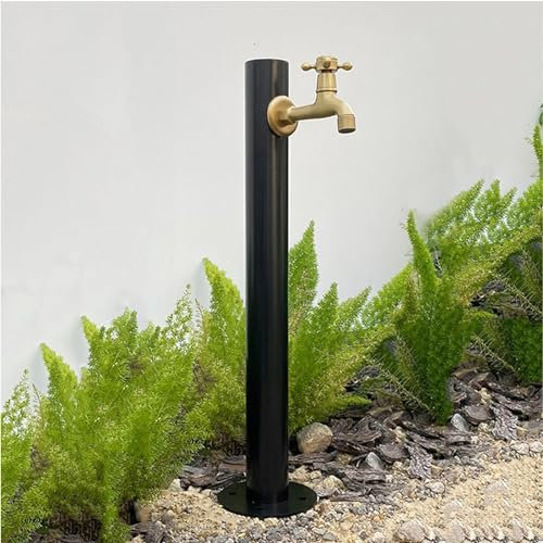 SQMGFA Colonne d'eau Ronde en Acier Inoxydable pour extérieur, Support de Tuyau avec Robinet pour l'irrigation et l'arrosage du Jardin