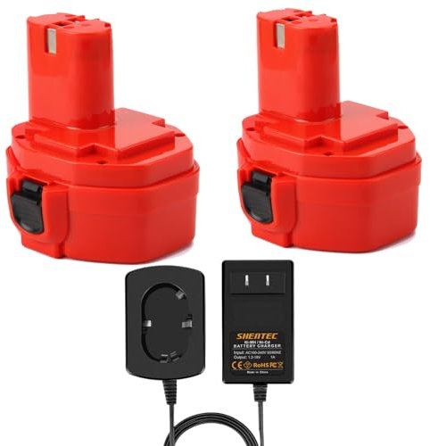2X Shentec NI-MH 4500mAh 14.4V Batterie + Chargeur Batterie Outil pour Makita Batterie PA14 1420 1422 1433 1434 1435 1435F 192600-1 193985-8 192699 193157-5 193158-3