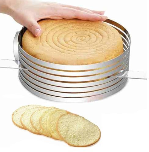 Niveleur de gâteau, trancheuse à gâteau 24-30 cm, anneaux circulaires réglables en acier inoxydable, coupe-mousse, moule de coupe de pain rond, accessoires de tranchage de gâteau