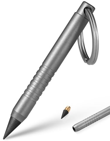 FEGVE Tintenloser ewiger Bleistift aus Titan, wiederverwendbar, endlos, für Zuhause, Büro, Schule, Schreiben, Zeichnen, Grau, 1 Packung