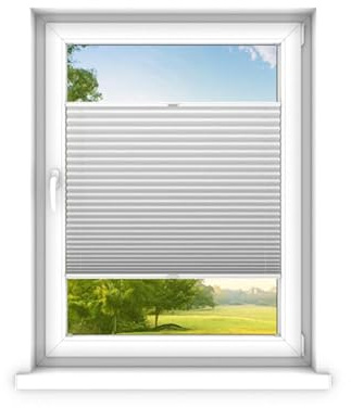 time4blinds - Plissee Rollo ohne Bohren nach Maß - Faltrollo - Plisseerollo Sichtschutz und Sonnenschutz - Einfache Montage - Fertifplissee Rollo - 30x120 cm - Silber